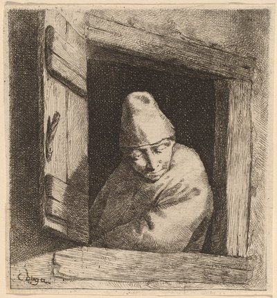 De Boer in een Venster door Cornelis Pietersz Bega