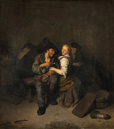 Jong stel in een taverne door Cornelis Pietersz Bega