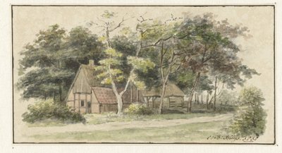 Boerderij tussen bomen door Cornelis Bernardus Buijs