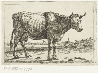 Landschap met koe door Cornelis  Bisschop