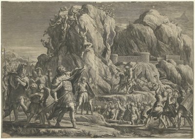 Alexander de Grote neemt de stad Petra in door Cornelis Bloemaert (II)