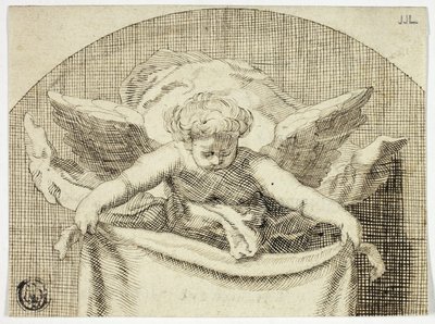 Putto Holding Sudarium door Cornelis Bloemaert