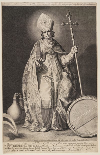 Sint Willibrord, plaat 2, uit De bisschoppen van Utrecht door Cornelis Bloemaert