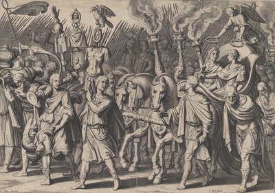 Plaat 7: Triomfantelijke Processie na Overwinning op de Turken, uit de Triomfen van Karel V, 1614 door Cornelis Boel