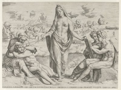 Het Vernuft beloont de vlijt en bestraft de luiheid door Cornelis Bos (attributed to)