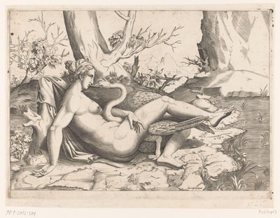 Leda en de zwaan door Cornelis Bos (possibly)