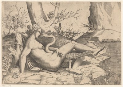 Leda en de zwaan door Cornelis Bos (possibly)