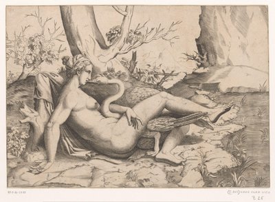 Leda en de zwaan door Cornelis Bos (possibly)