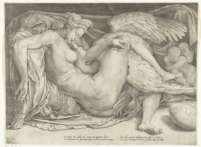 Leda en de zwaan door Cornelis Bos
