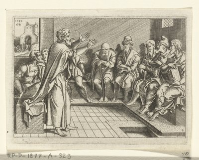Paulus preekt in de synagoge door Cornelis Bos