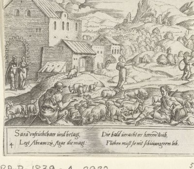 Sara verstoot de zwangere Hagar (Het leven van Abraham) door Cornelis Bos