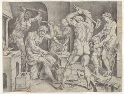 De Smidse van Vulcanus, 1546 door Cornelis Bos