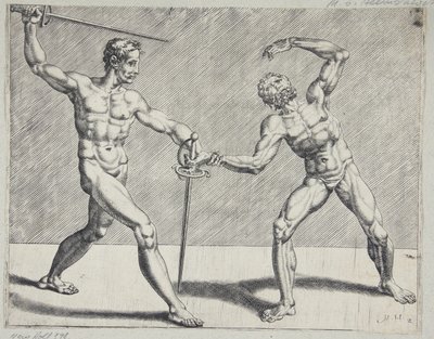 Twee schermers door Cornelis Bos