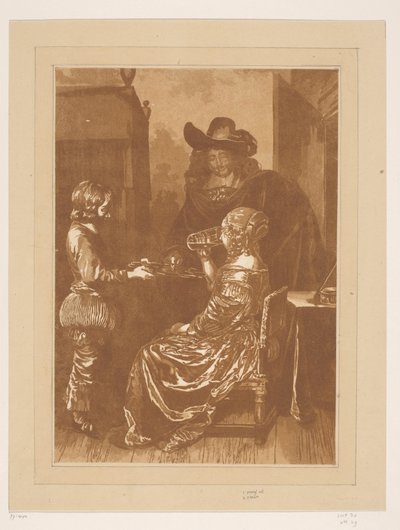Heer en dame met page door Cornelis Brouwer