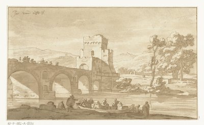 Ponte Molle bij Rome door Cornelis Brouwer