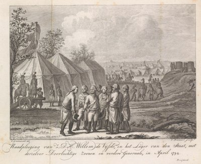 Willem V met zijn zonen in het legerkamp, 1794 door Cornelis Brouwer