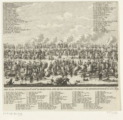 Zeeslag bij Kijkduin, 1673 door Cornelis Brouwer
