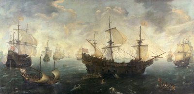 Spaanse Armada voor de Kust van Engeland, ca. 1620-1625 door Cornelis Claesz Wieringen van
