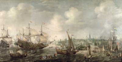 De aankomst van Fredrick V in Vlissingen in 1613 door Cornelis Claesz  van Wieringen