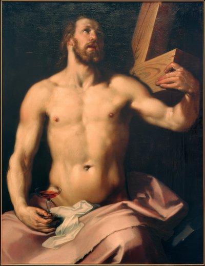Christus met eucharistische kelk en kruis door Cornelis Cornelisz