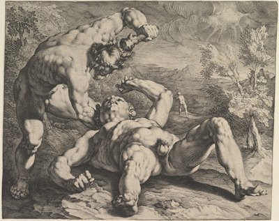 Kaïn Doodt Abel, ca. 1591 door Cornelis Cornelisz van Haarlem