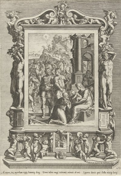 Aanbidding door de koningen door Cornelis Cort
