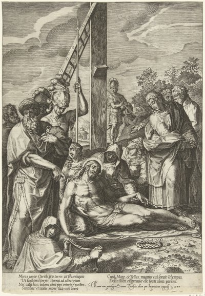 Bewening van Christus onder het kruis door Cornelis Cort