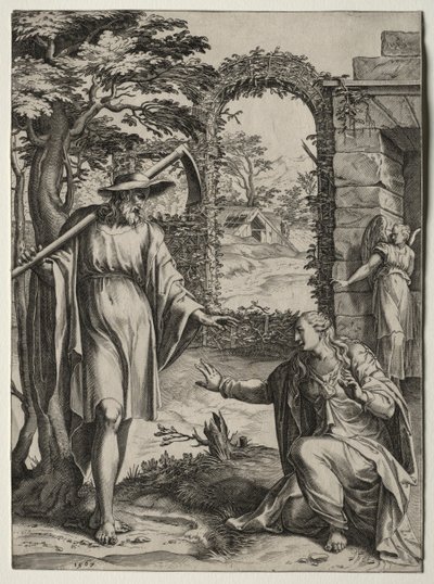 Christus verschijnt aan Maria Magdalena door Cornelis Cort