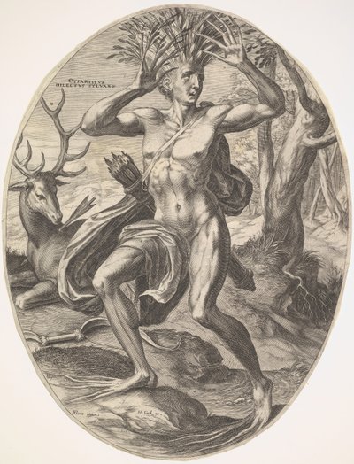 Cyparissus uit de set De landelijke goden, 1565 door Cornelis Cort