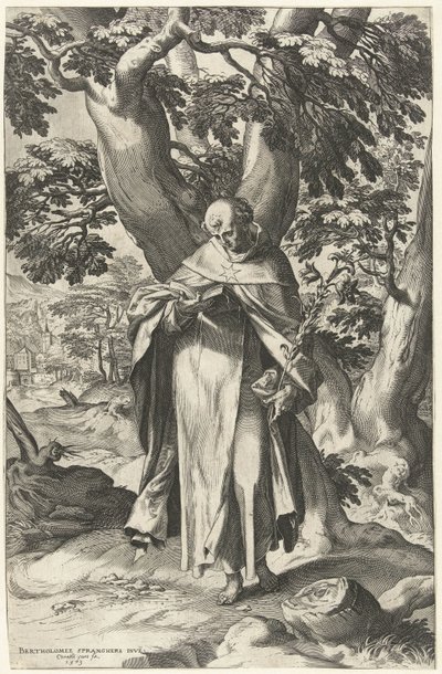 De H. Dominicus, lezend in een boek door Cornelis Cort