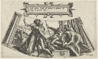 De ontmoeting van Jakob en Rachel bij de bron (De geschiedenis van Jakob) door Cornelis Cort