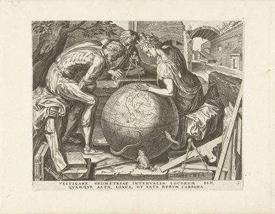 Geometria (De zeven vrije kunsten) door Cornelis Cort