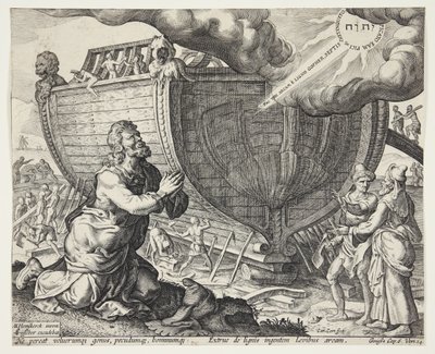 God instrueert Noach om de ark te bouwen door Cornelis Cort