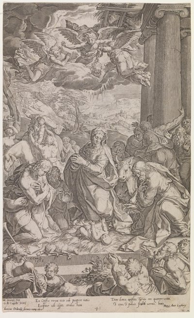 Aanbidding der herders door Cornelis Cort