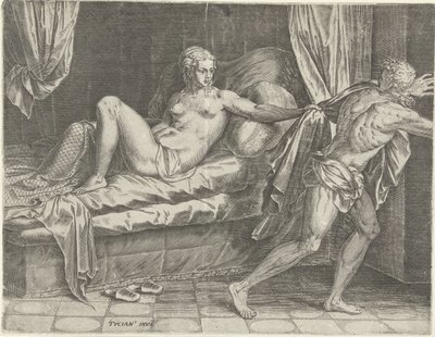 Jozef en de vrouw van Potifar door Cornelis Cort