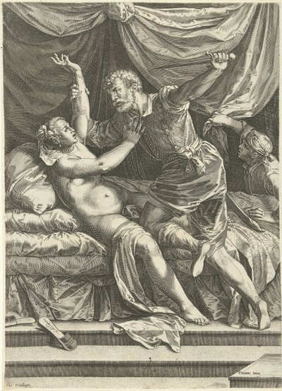 Lucretia en Sextus door Cornelis Cort