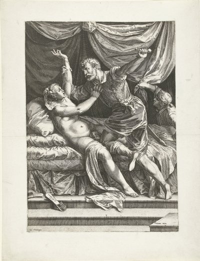 Lucretia en Sextus door Cornelis Cort