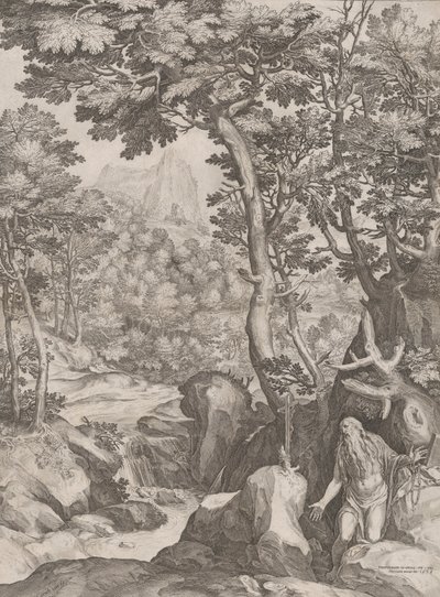 St Onuphrius in de wildernis, 1574 door Cornelis Cort