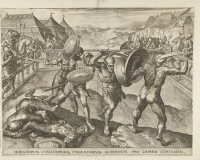 Strijd tussen de Horatiërs en de Curatiërs door Cornelis Cort