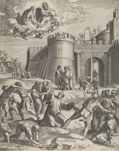 Het martelaarschap van St. Stefanus, 1576 door Cornelis Cort