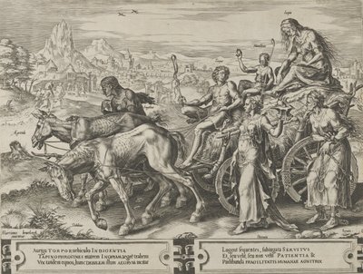De Triomf van de Nood, uit De Cyclus van de Wisselvalligheden van Menselijke Zaken, plaat 6, 1564 door Cornelis Cort