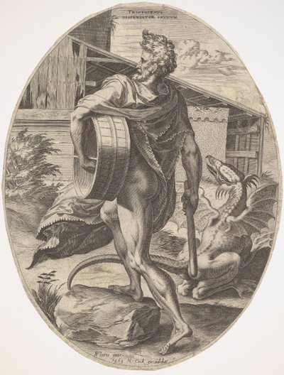 Triptolemus uit De landelijke goden, 1565 door Cornelis Cort