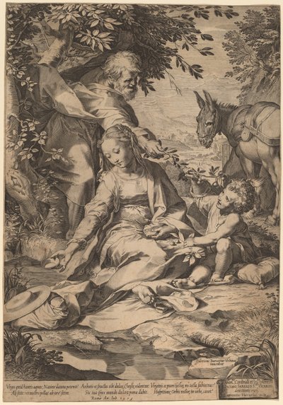 Rust op de Terugkeer uit Egypte door Cornelis Cort after Federico Barocci
