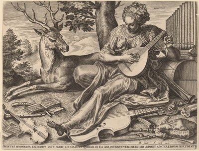 Gehoor door Cornelis Cort after Frans Floris I