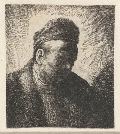 Baardloze man in een bontjas en muts: buste door Cornelis Danckerts (I) (workshop of)