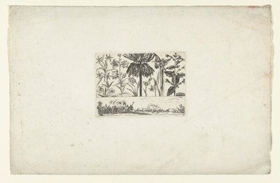 Rij bloemen boven landschap door Cornelis Danckerts (I)