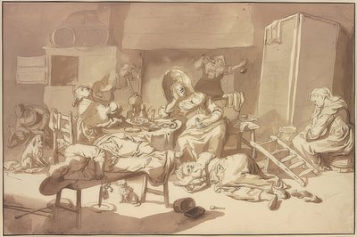 Een gezelschap van dronken vrouwen. (niet gedateerd) door Cornelis Dusart
