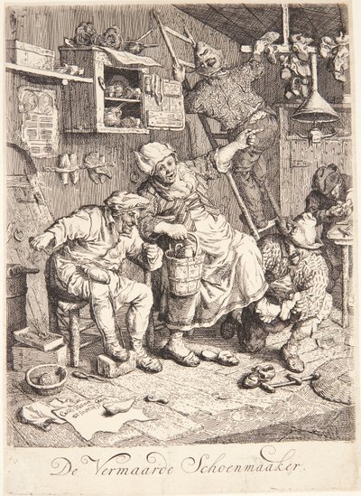 Een schoenmaker door Cornelis Dusart