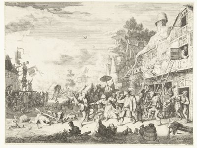 Grote dorpskermis door Cornelis Dusart