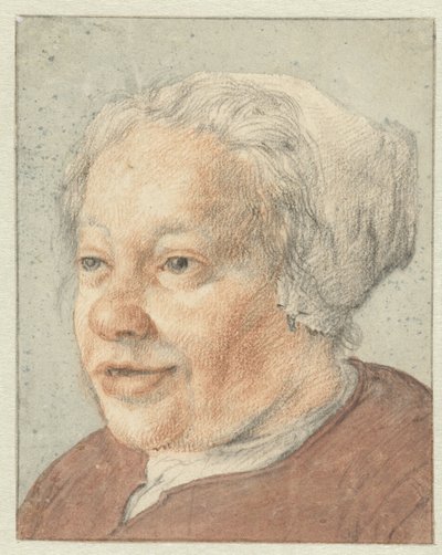 Hoofd van een vrouw, driekwart naar links door Cornelis Dusart